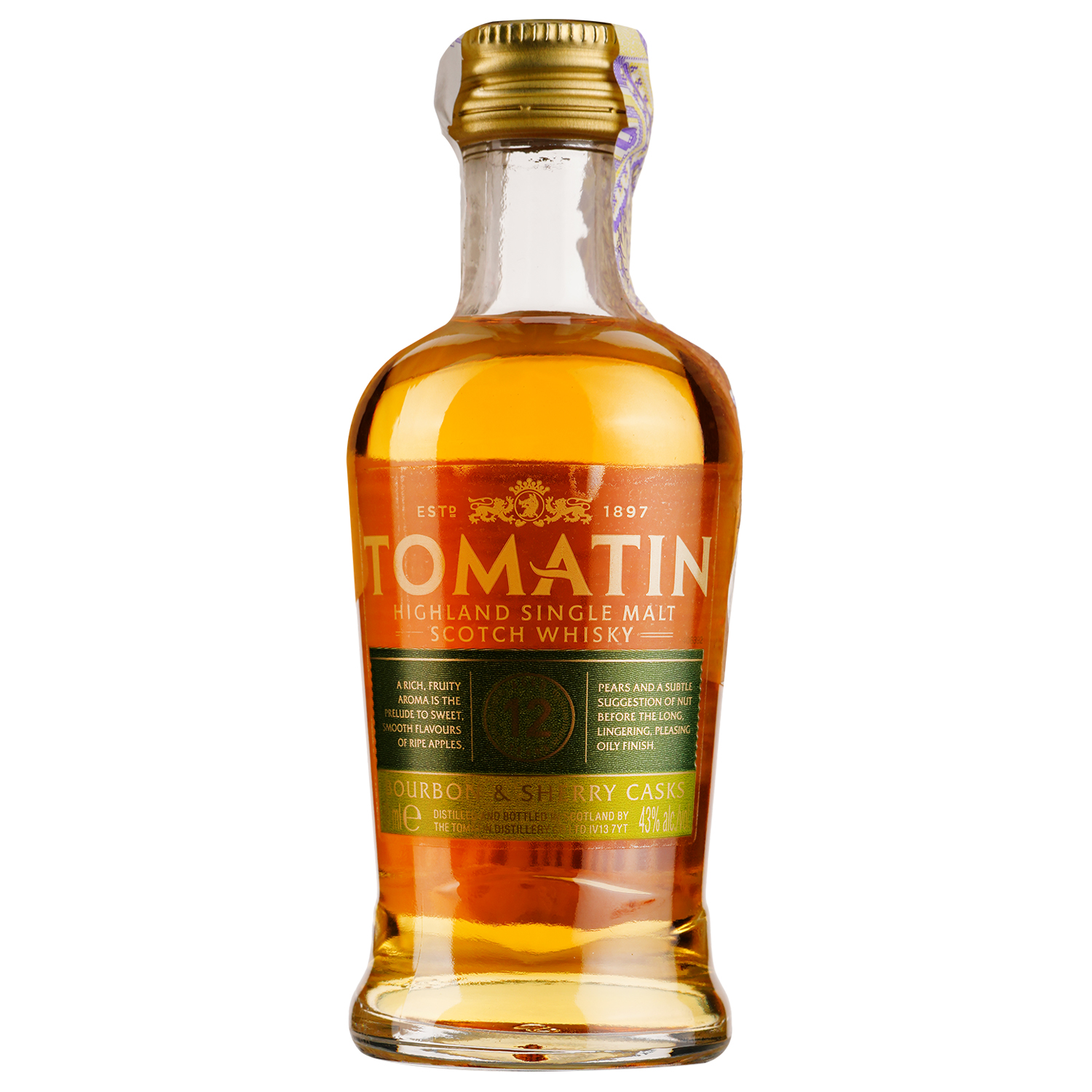 Виски Tomatin Distillery Tomatin 12 yo Single Malt Scotch Whisky 43% 0.05 л - фото 1