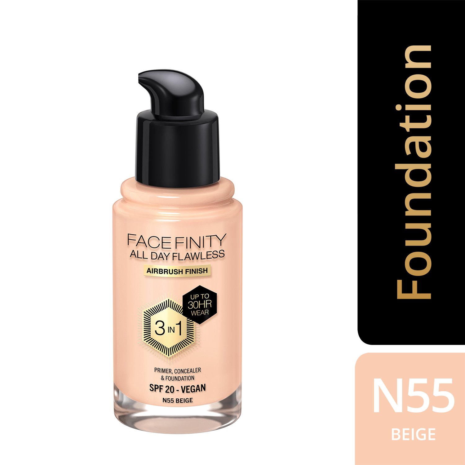 Тональная основа Max Factor Facefinity All Day Flawless 3 in 1 New тон N55 (Beige) 30 мл - фото 2