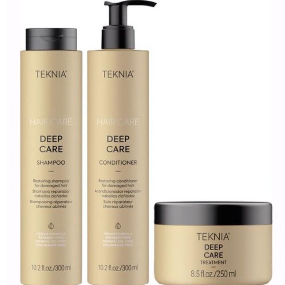 Подарунковий набір для пошкодженого волосся Lakme Teknia Deep Care: шампунь 300 мл + кондиціонер 300 мл + маска 250 мл - фото 1