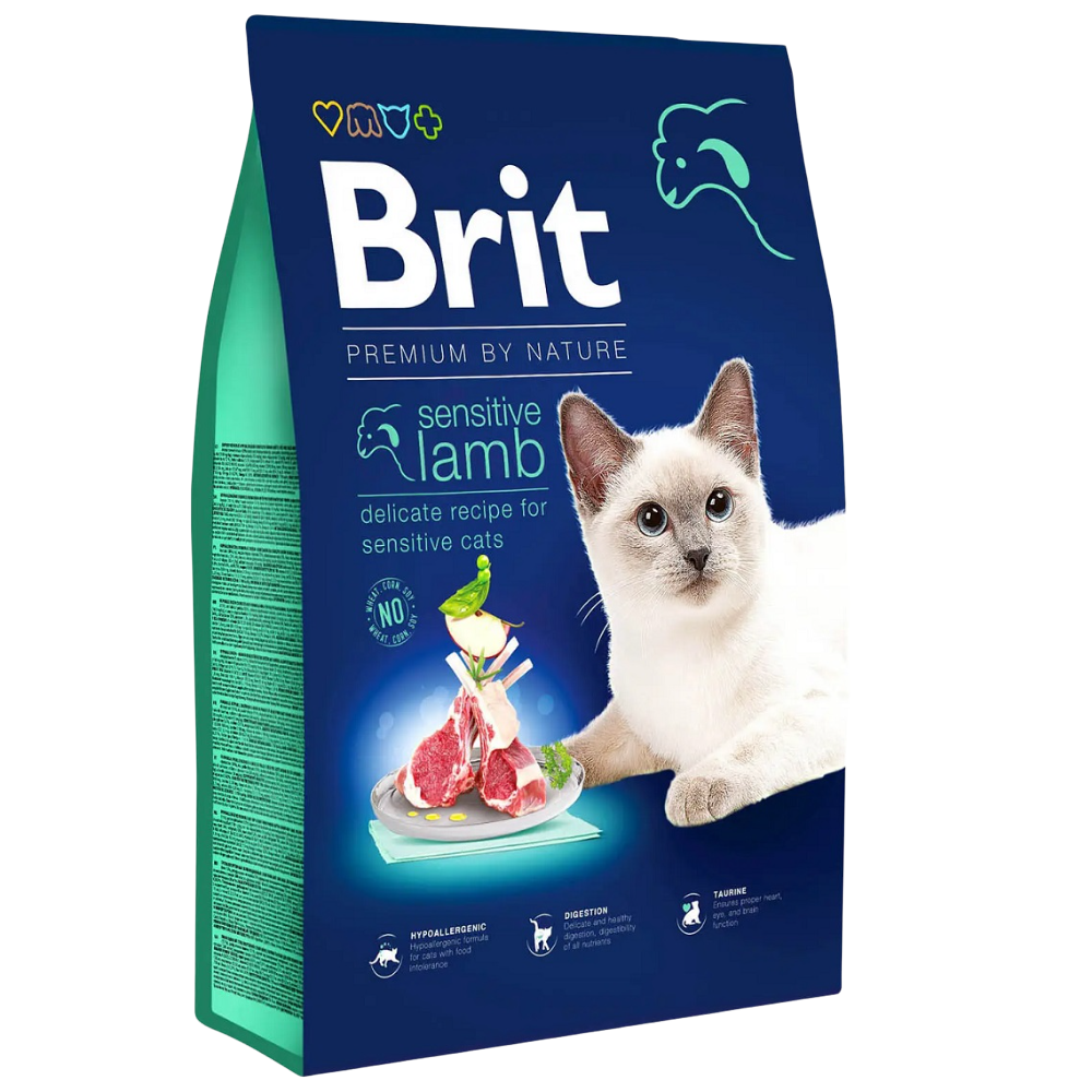 Сухой корм для котов с чувствительным пищеварением Brit Premium by Nature Cat Sensitive 8 кг (ягненок) - фото 1
