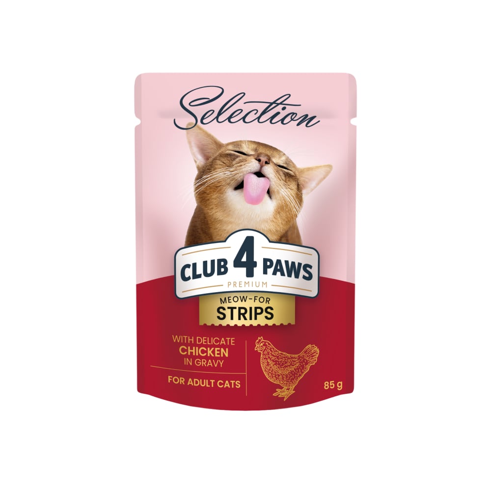 Вологий корм для котів Club 4 Paws Premium Смужки з куркою в соусі, 85 г (B5631801) - фото 1