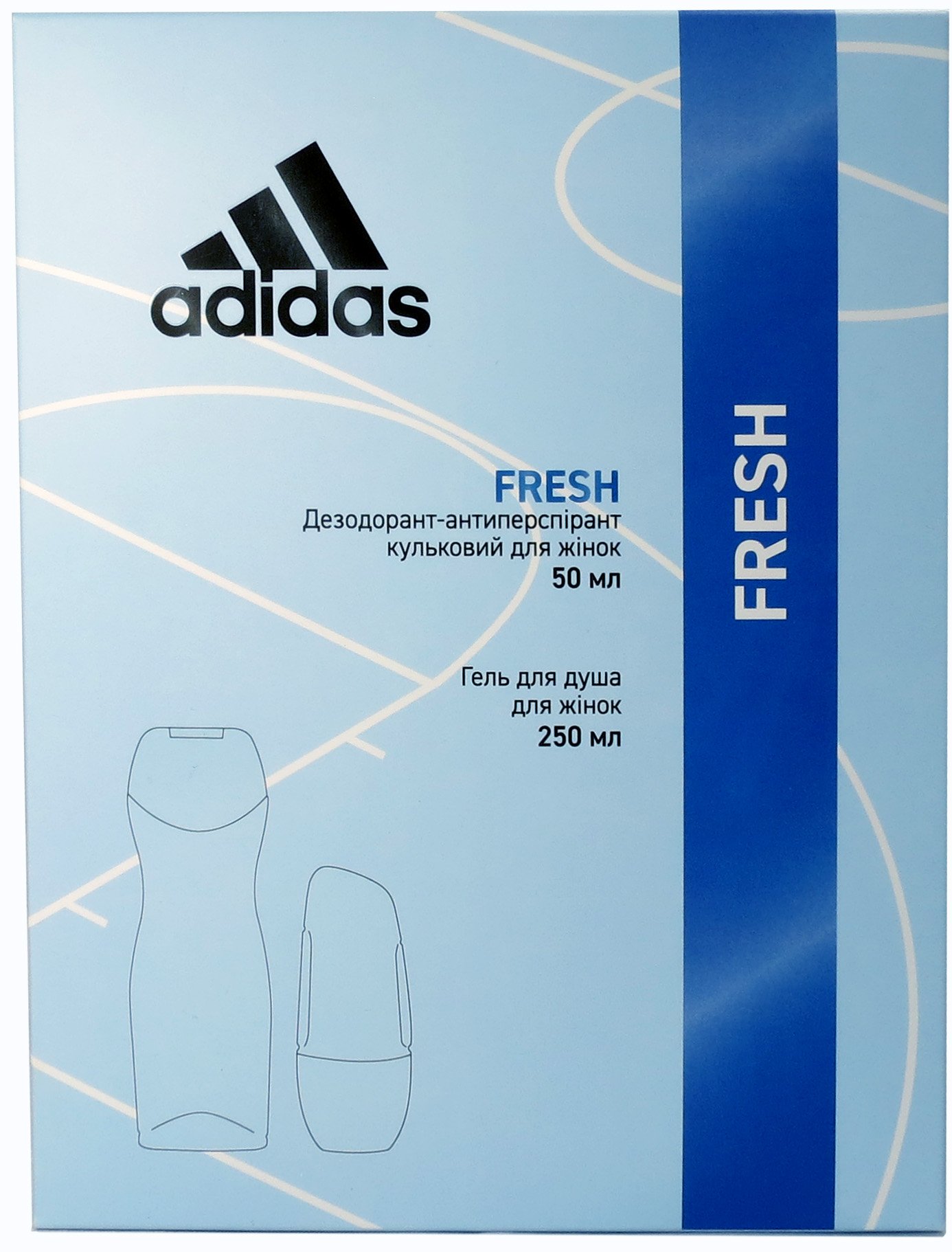 Набор для женщин Adidas 2020 Дезодорант-антиперспирант Fresh, 50 мл + Гель для душа, 250 мл - фото 2