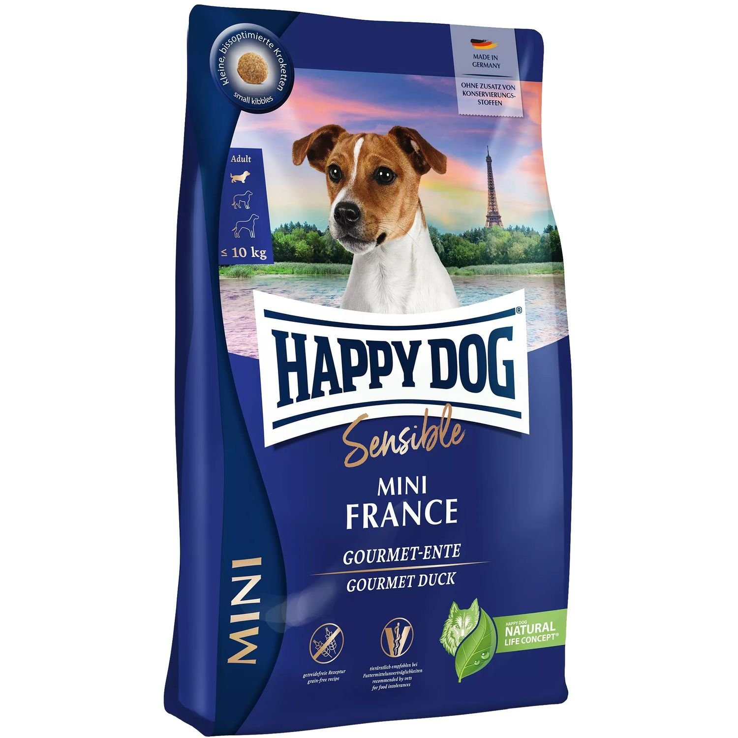 Сухой корм для собак мелких пород Happy Dog HD Sensible Mini France с уткой, 4 кг - фото 1