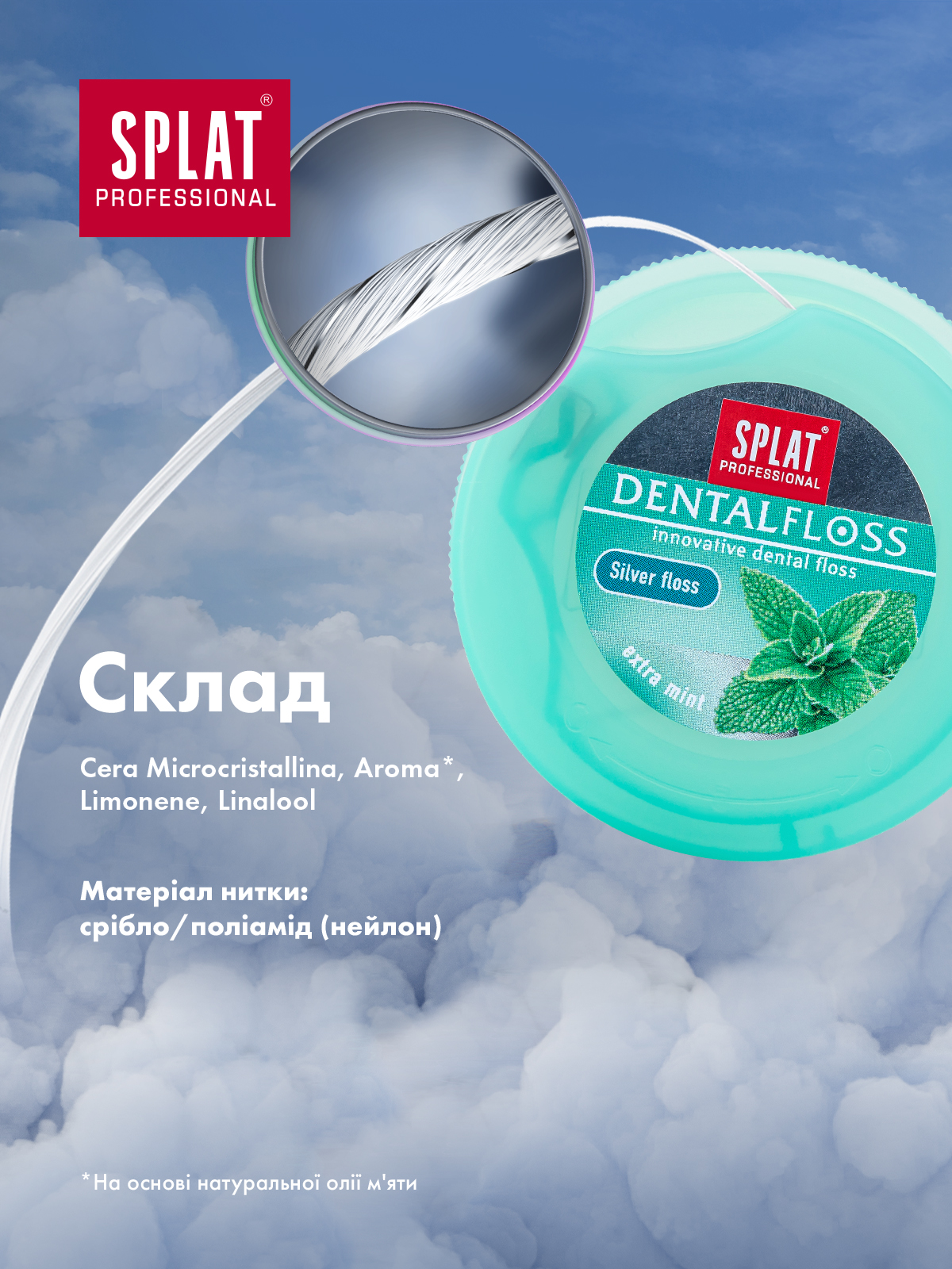 Нить зубная Splat Professional Dental Floss Mint & Silver с волокнами серебра и мятой 30 м - фото 10