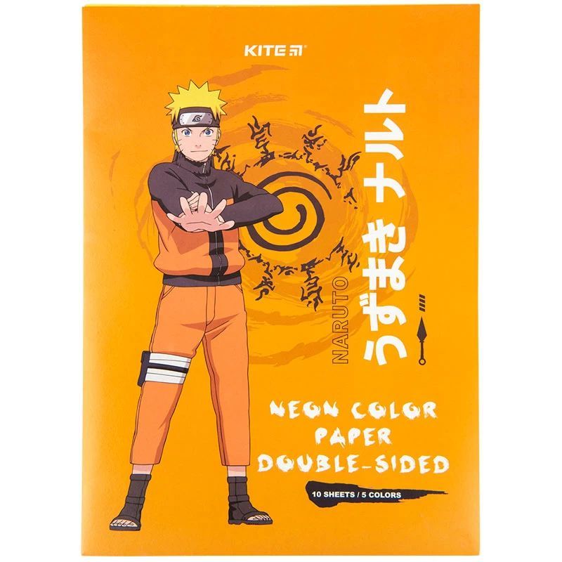 Папір кольоровий Kite Naruto неоновий А4 10 аркушів 5 кольорів (NR23-252) - фото 1