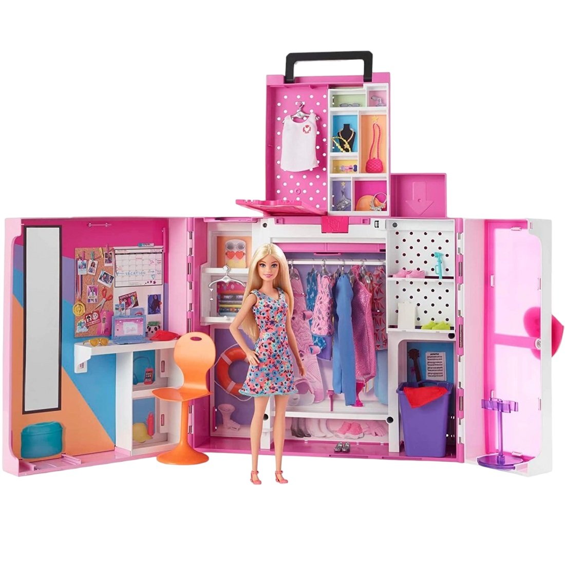 Двухэтажный шкаф мечты Barbie с куклой, 30 предметов (HGX57) - фото 1