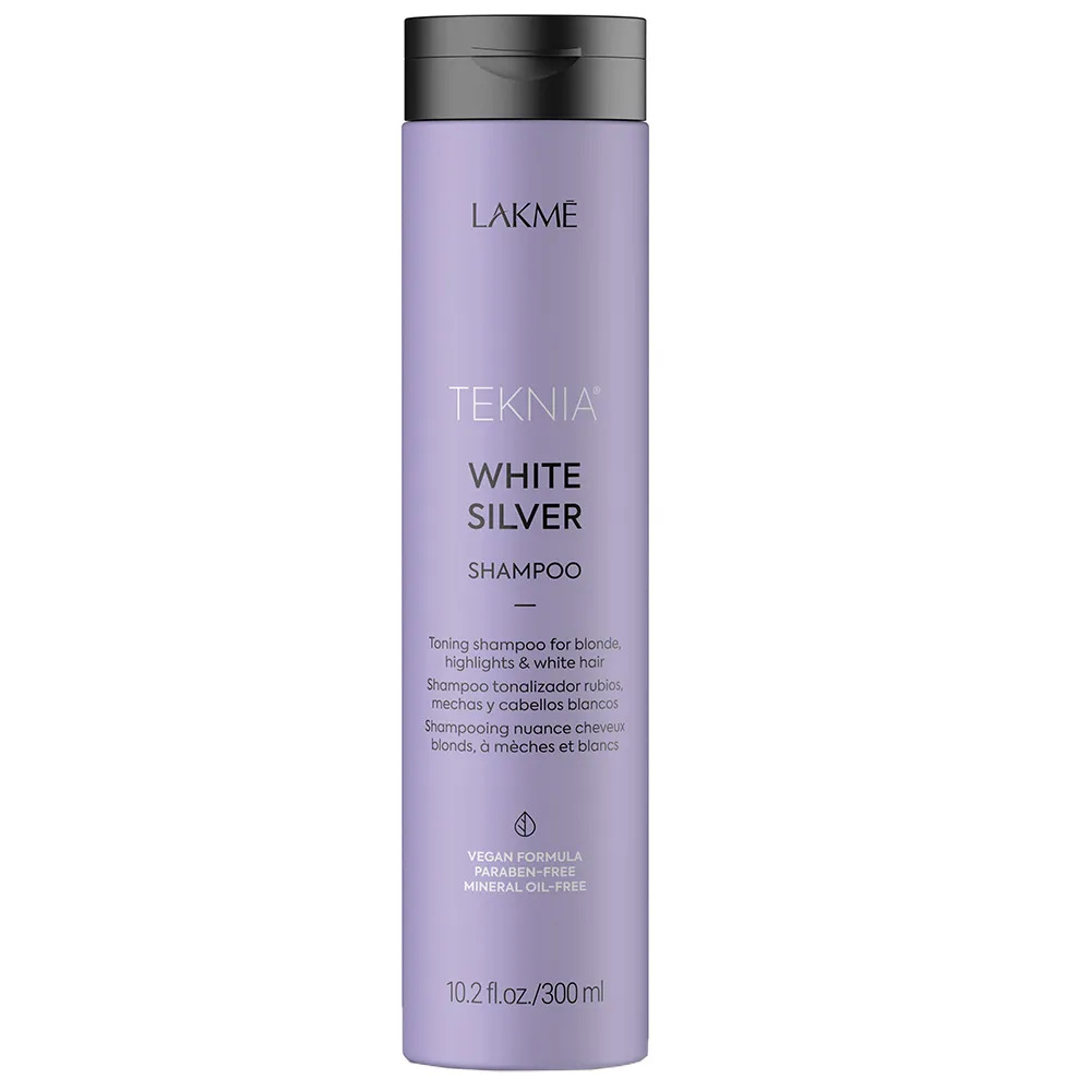 Тонирующий шампунь для нейтрализации желтого оттенка волос Lakme Teknia White Silver Shampoo 300 мл - фото 1
