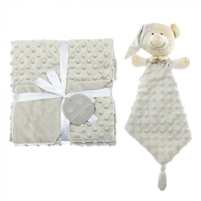 Плед з іграшкою-ковдрою Interbaby Bubble Dou-Dou Bear Gray, 110х80 см (8100220) - фото 1