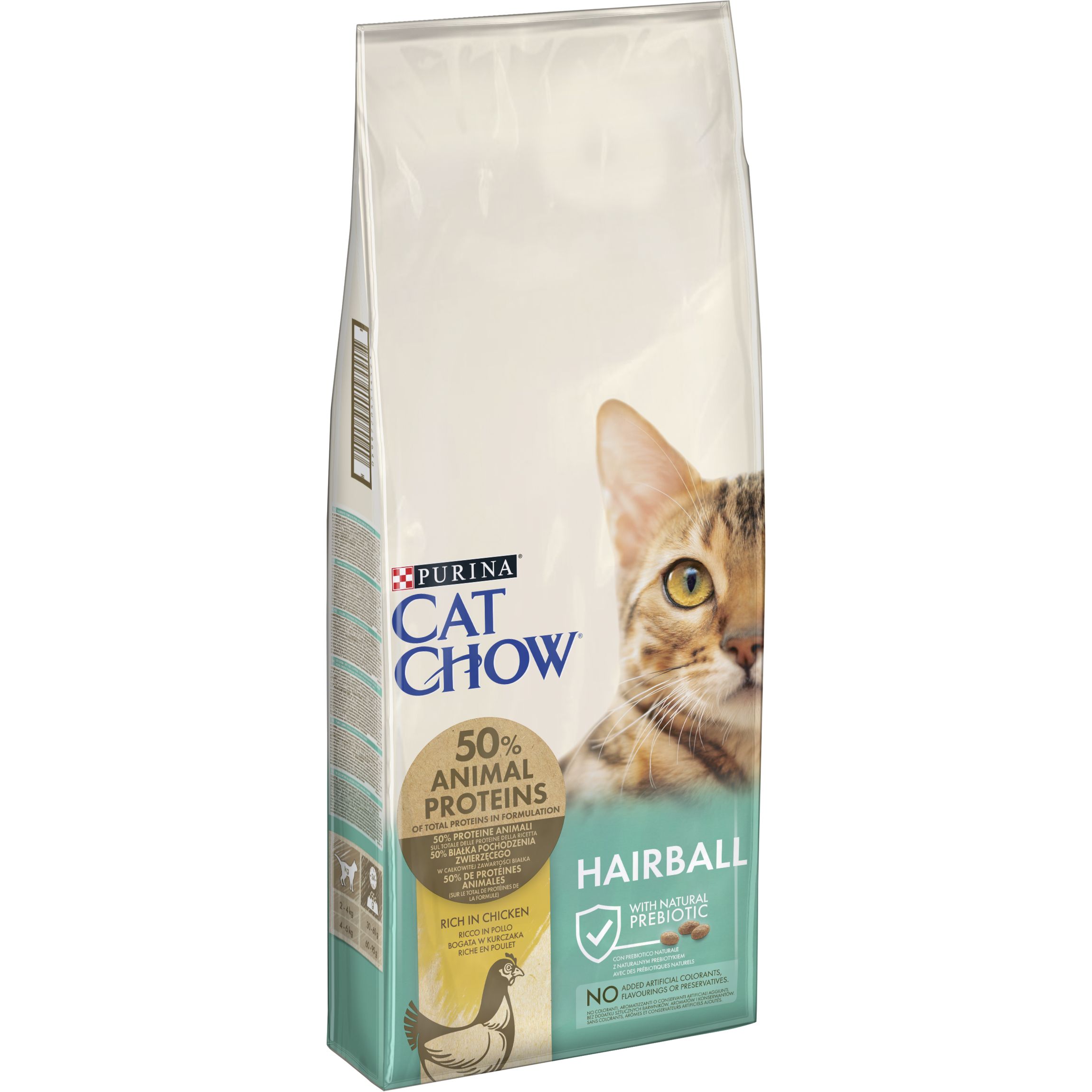 Сухой корм для кошек против образования шерстяных комков в пищеварительном тракте Cat Chow Hairball Control с курицей 15 кг - фото 3