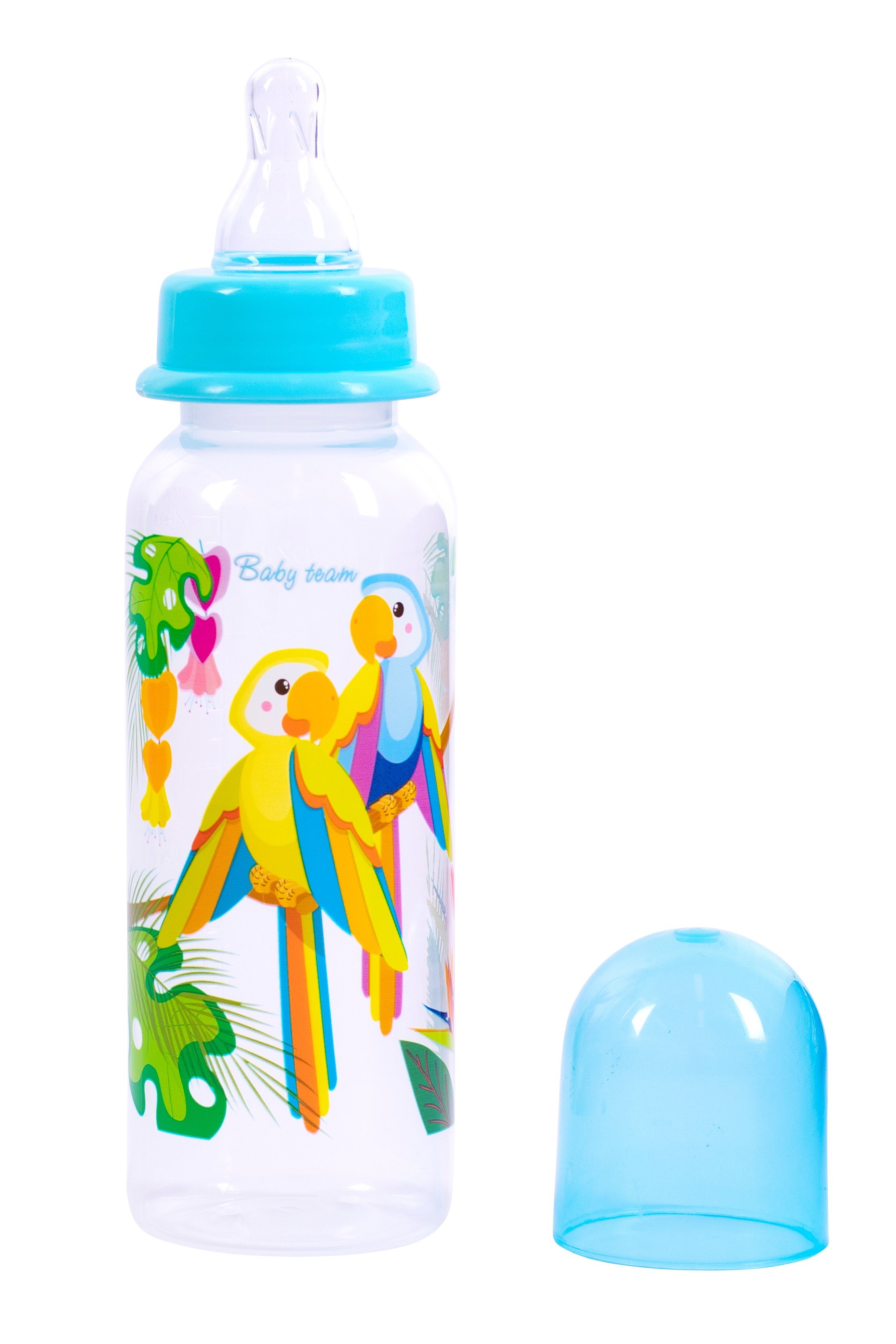 Бутылочка для кормления Baby Team, с силиконовой соской, 250 мл, голубой (1410_голубой) - фото 1