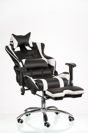 Геймерское кресло Special4you ExtremeRace с подставкой для ног черное с белым (E4732) - фото 10