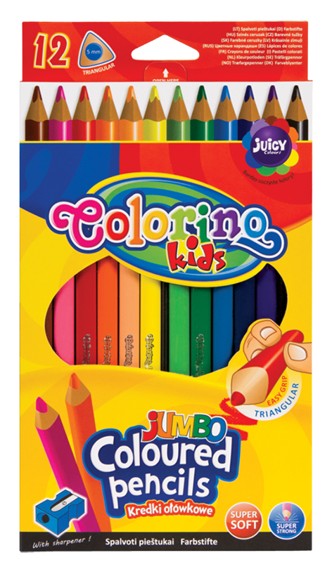 Олівці кольорові Colorino Jumbo, з точилкою, 12 кольорів, 12 шт. (15530PTR / 1) - фото 1