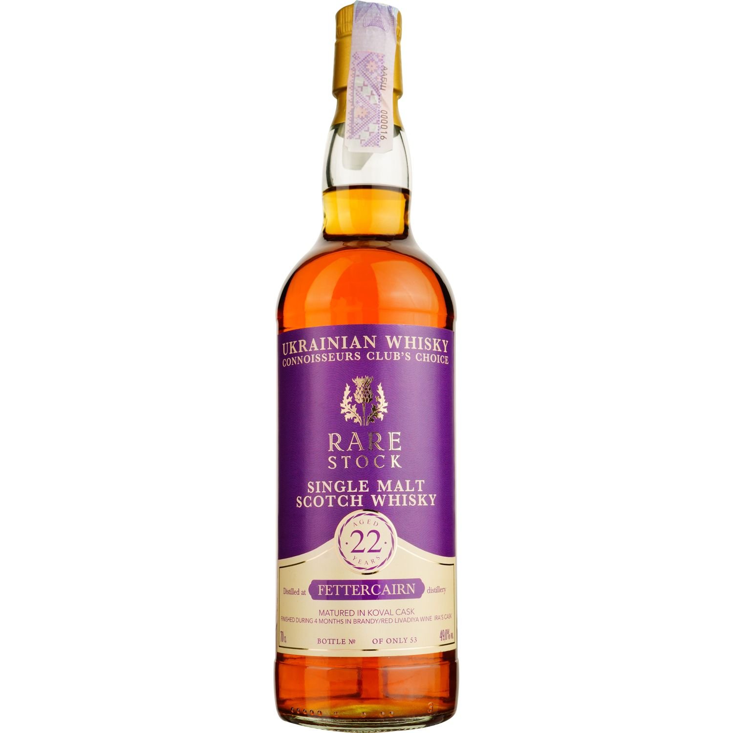 Віскі Fettercairn 22 Years Old Koval/Brandy vs Porto Cask Single Malt Scotch Whisky, 49%, 0,7 л - фото 1