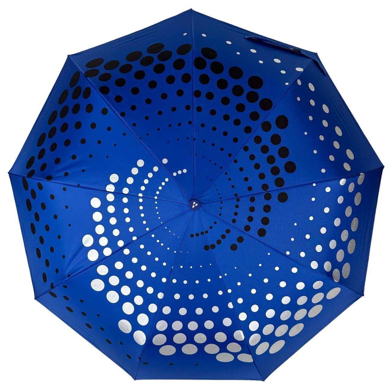 Женский складной зонтик полуавтомат Срібний дощ 98 см синий - фото 3