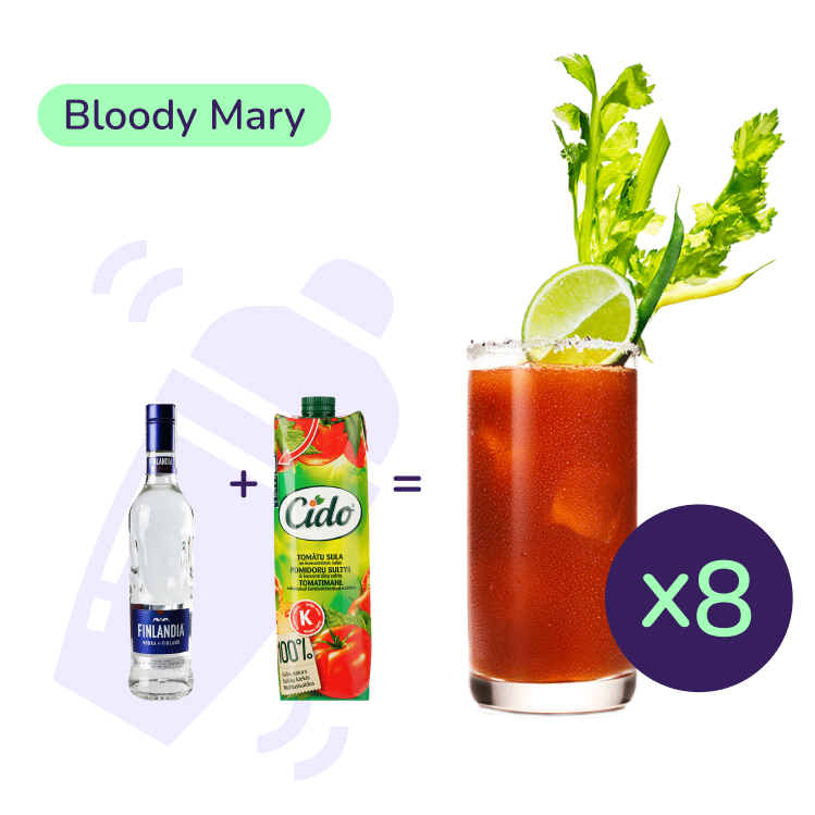 Коктейль Bloody Mary (набір інгредієнтів) х8 на основі Finlandia - фото 1