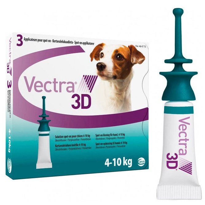 Краплі на холку для собак CEVA Vectra 3D від ектопаразитів, 4,1-10,0 кг, 1 піпетка х 1,6 мл (81572-1) - фото 1