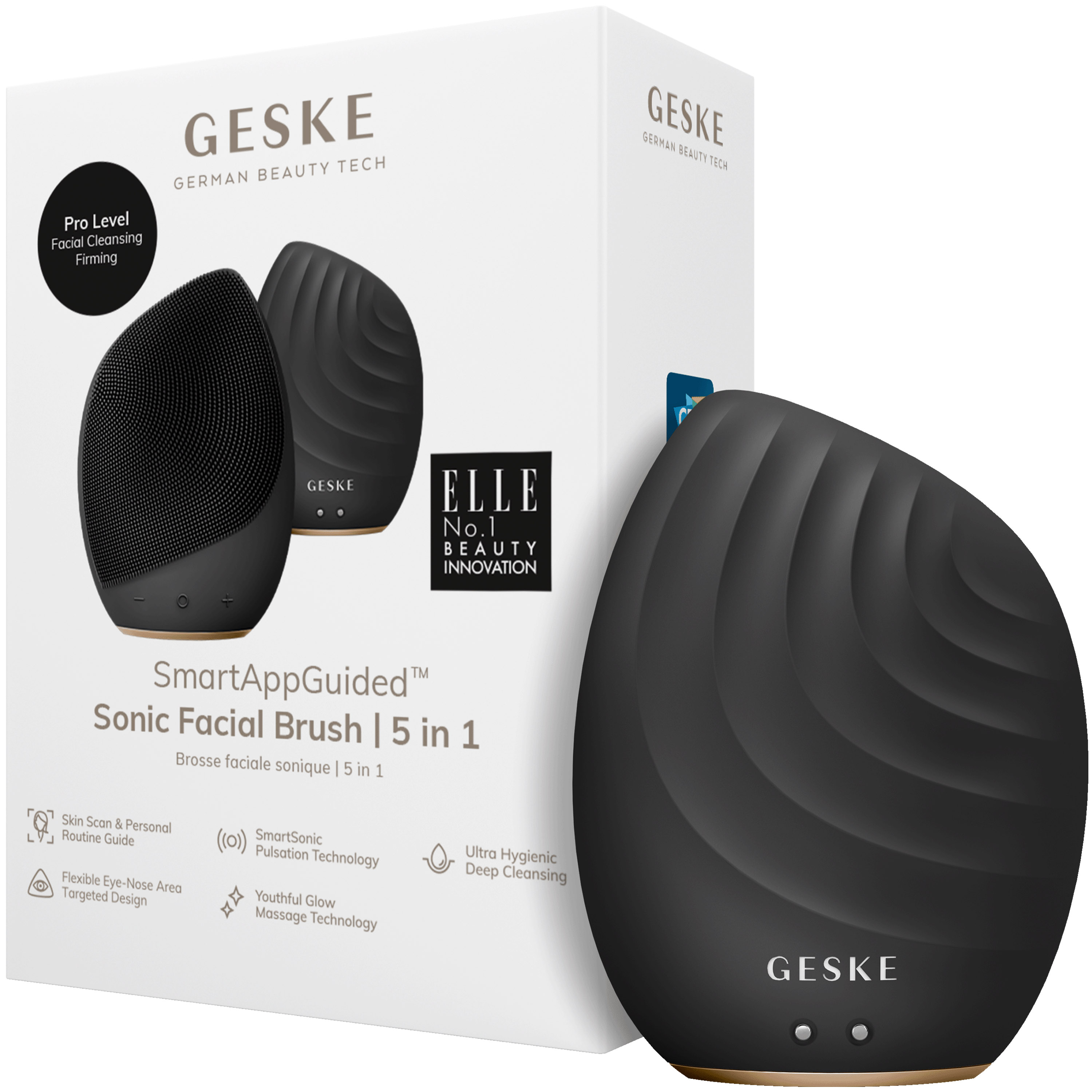 Електронна звукова щітка для обличчя GESKE Sonic Facial Brush 5 в 1 сіра - фото 1