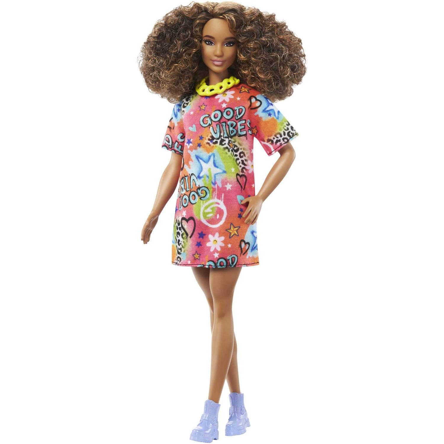 Кукла Barbie Модница в ярком платье-футболке, 30 см (HPF77) - фото 1
