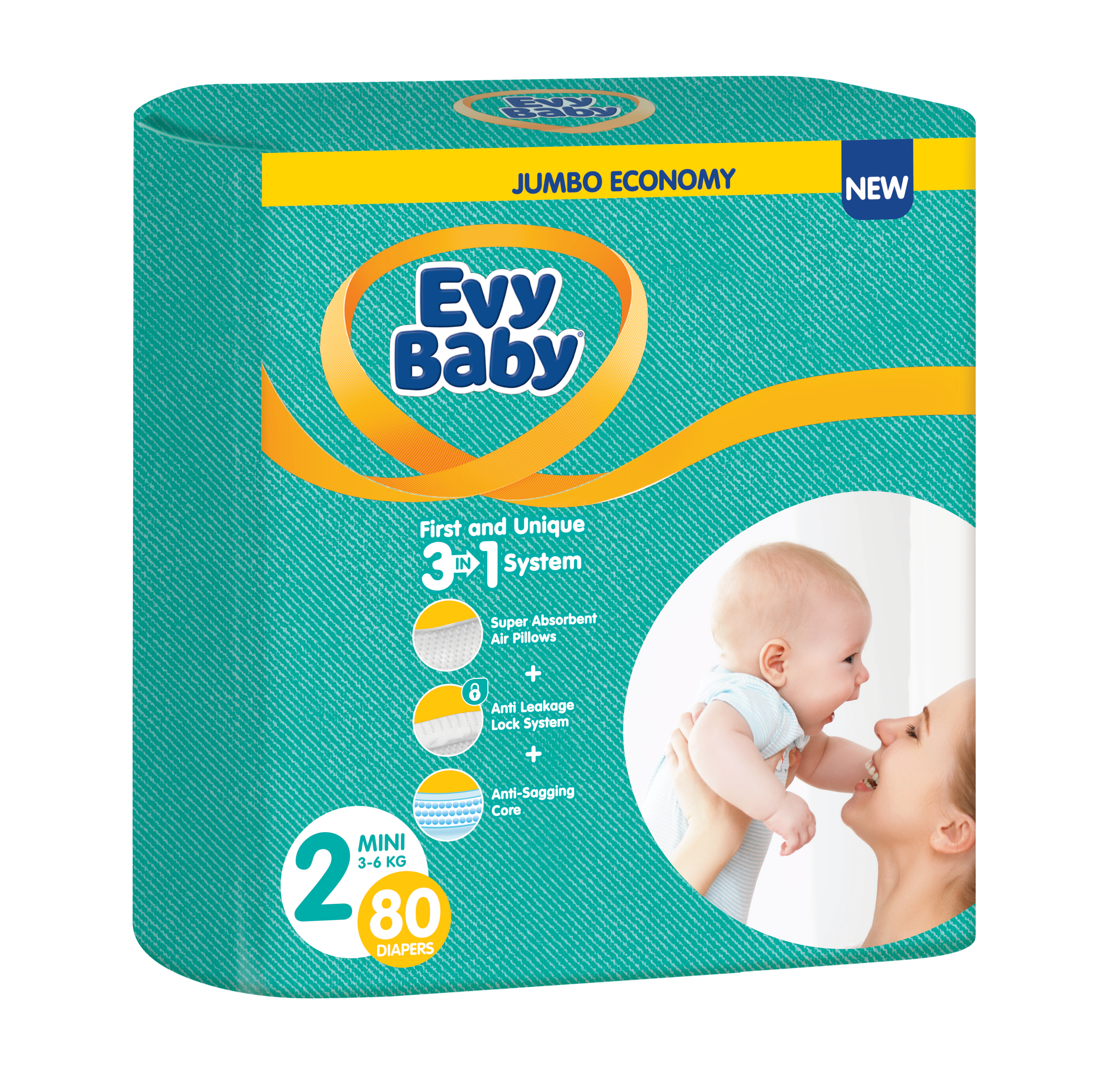 Підгузки Evy Baby 2 (3-6 кг), 80 шт. - фото 1