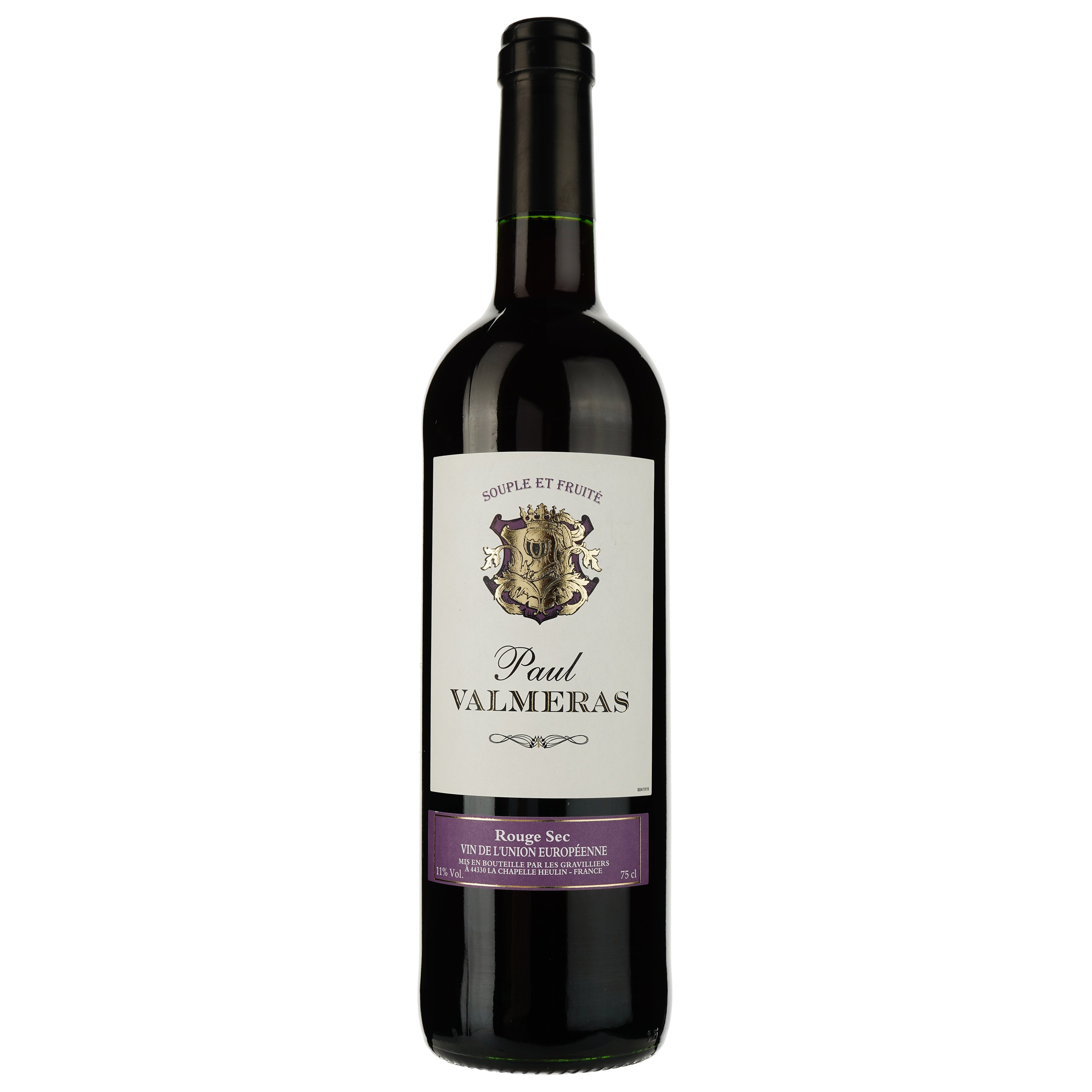 Вино Paul Valmeras Vin Rouge Sec, красное, сухое, 0.75 л - фото 1