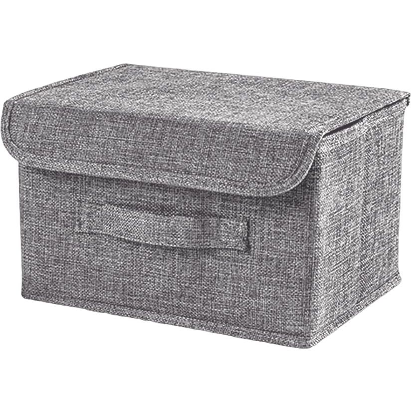 Ящик для зберігання з кришкою МВМ My Home S текстильний, 270х200х160 мм, сірий (TH-07 S GRAY) - фото 1