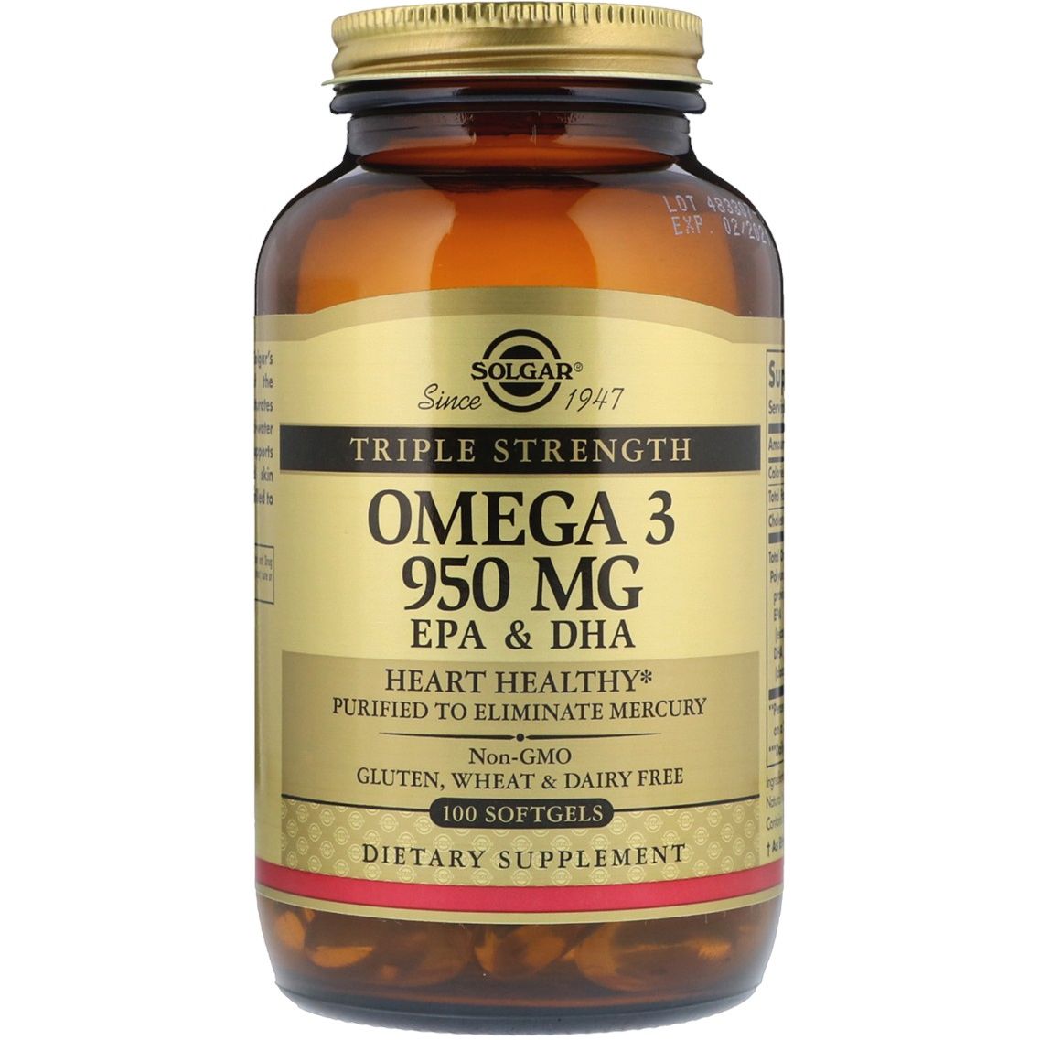 Риб'ячий Жир Solgar Omega-3 EPA, DHA 950 мг 100 желатинових капсул - фото 1