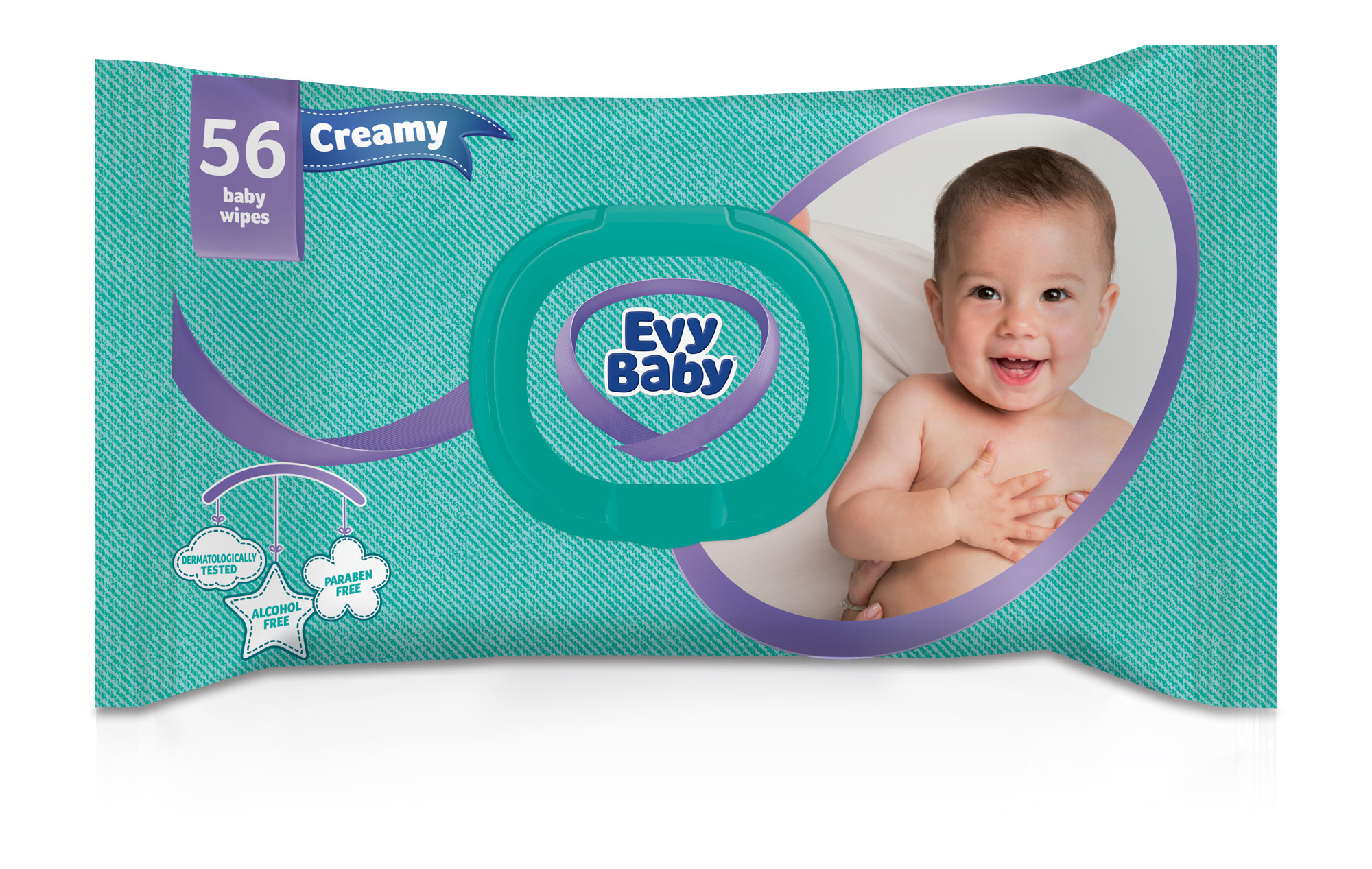 Вологі серветки Evy Baby Creamy, 56 шт. - фото 1