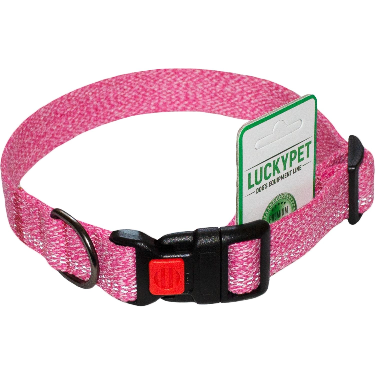 Нашийник одинарний Lucky Pet Melange, світловідбивний, з фастексом, 35-45х2,5 см, рожевий - фото 1