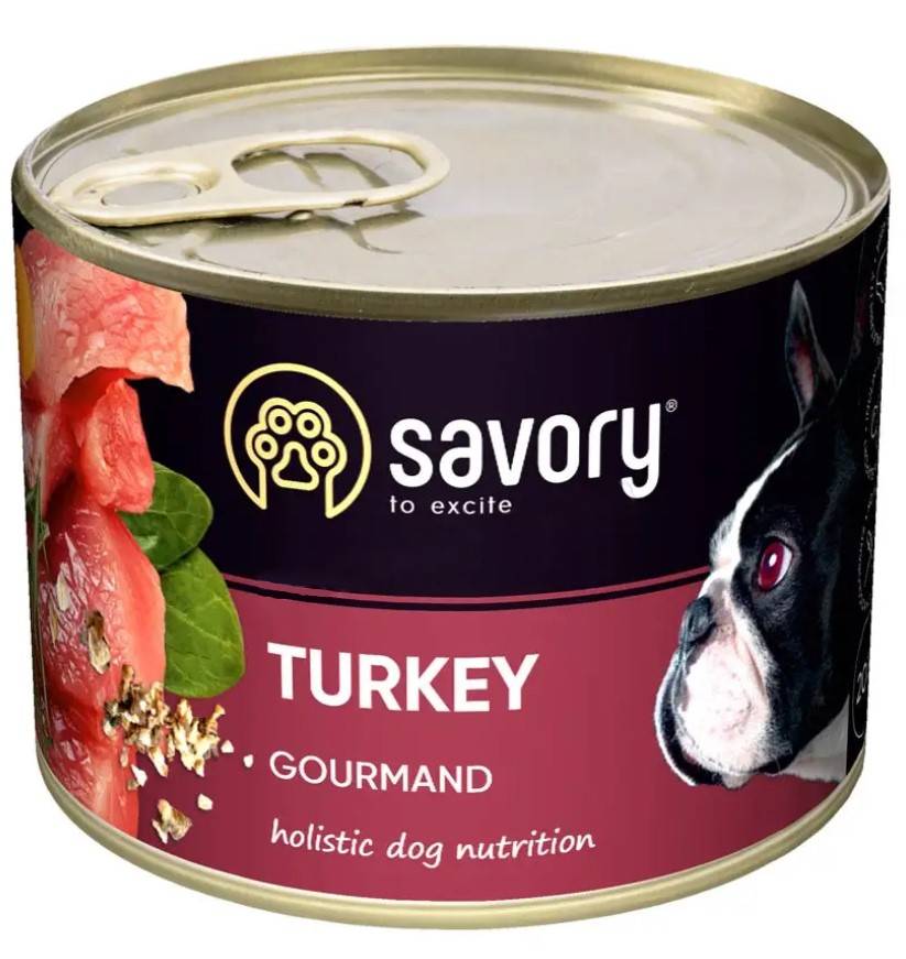 Вологий корм для дорослих собак всіх порід Savory Dog Gourmand, з індичкою, 200 г - фото 1