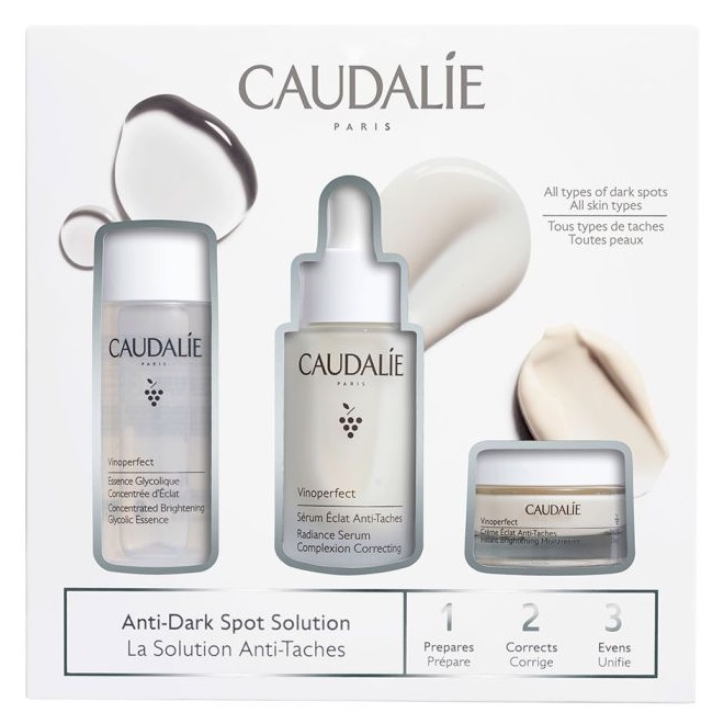 Набор Caudalie Vinoperfect: Сияющая сыворотка для коррекции цвета лица Vinoperfect, 30 мл + Дневной крем для сияния кожи Vinoperfect, 15 мл + Концентрированная сияющая эссенция Vinoperfect, 50 мл (2830) - фото 1