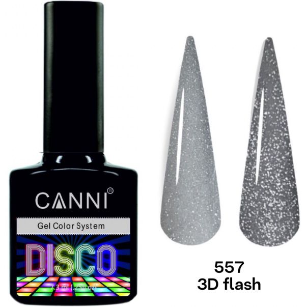 Світловідбиваючий гель-лак Canni Disco 3D flash №557 milky-gray 7.3 мл - фото 2