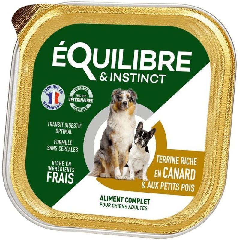 Влажный корм для взрослых собак Equilibre & Instinct eQi паштет из уткою и горохом 300 г - фото 1