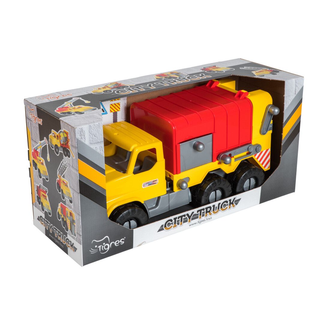 Машинка Tigres City Truck Мусоровоз желтая с красным (39369) - фото 2