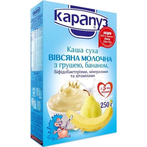 Молочная каша Карапуз Овсяная с грушей и бананом 250 г - фото 1