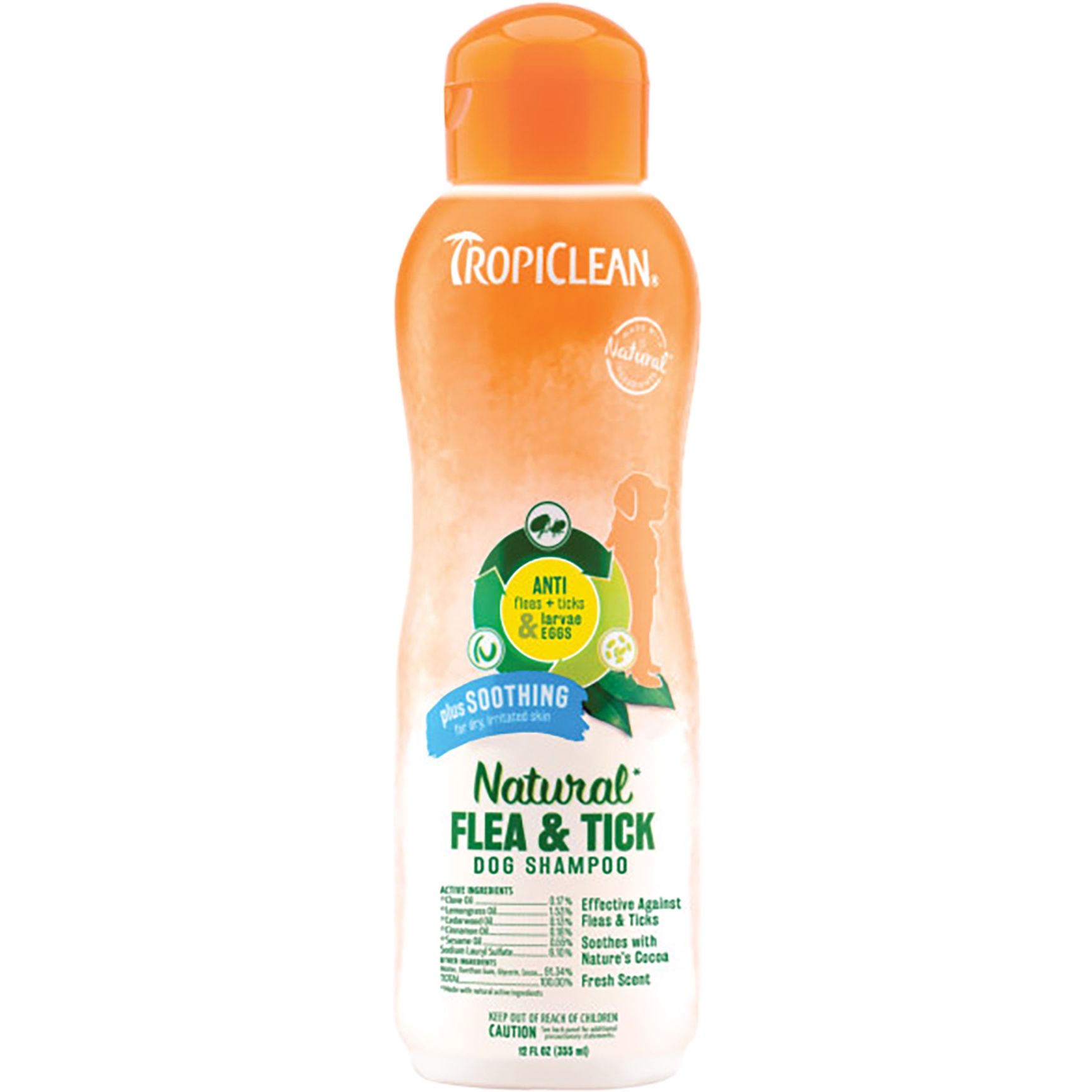 Шампунь для собак TropiClean Flea & Tick успокаивающий от блох и клещей 592 мл - фото 1