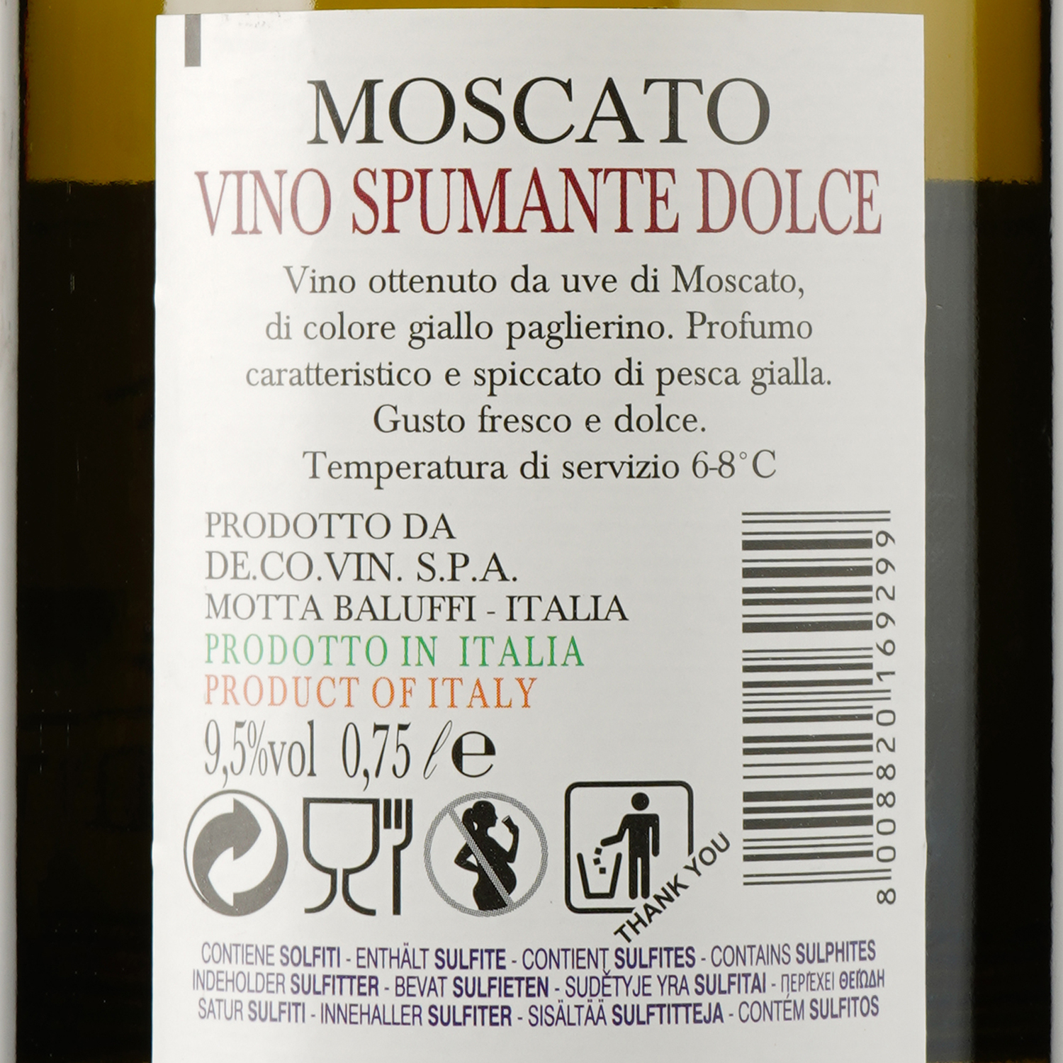 Вино ігристе Fundrop Moscato Vino Spumante Dolce біле солодке 0.75 л - фото 3