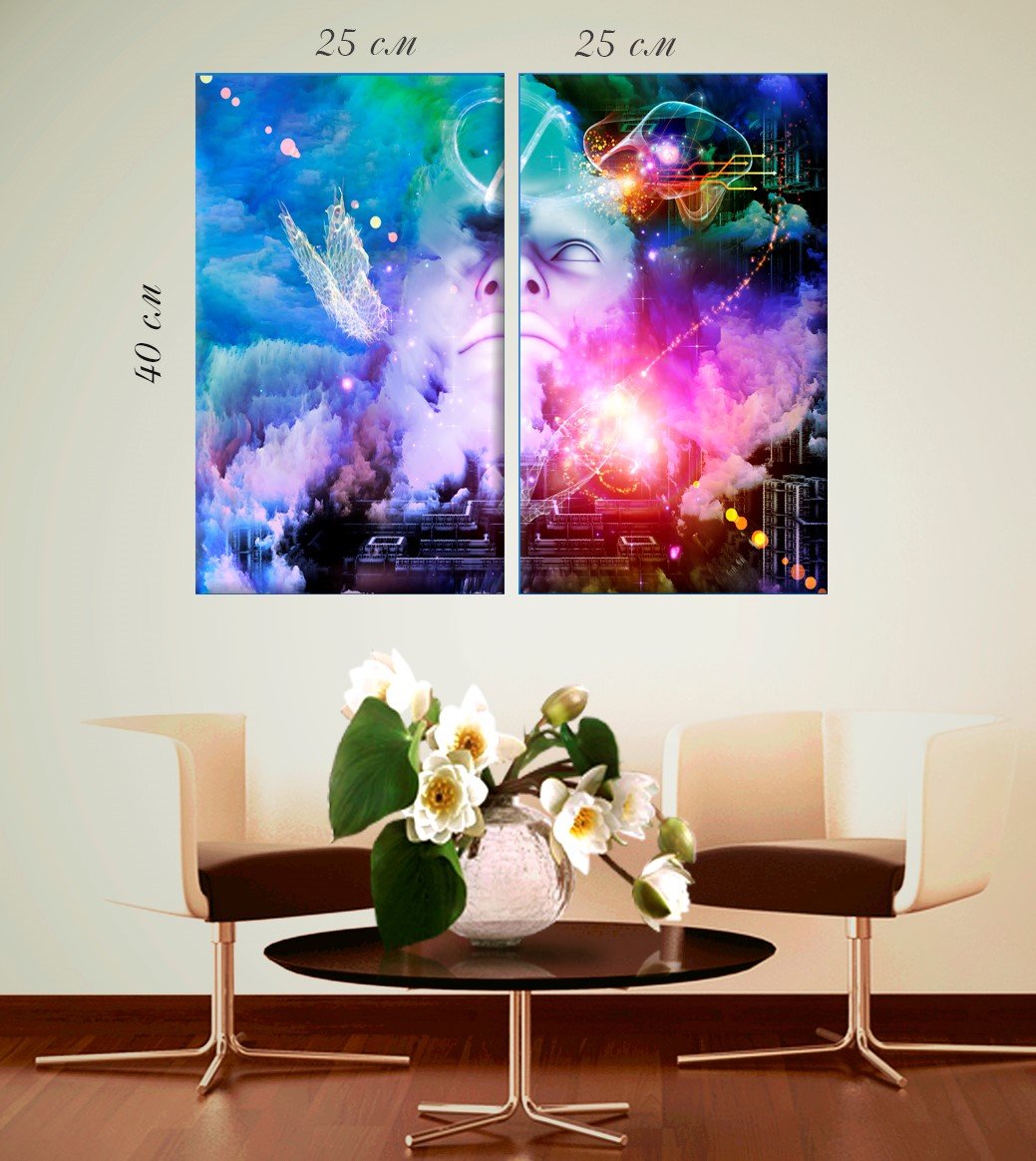 Модульна картина на полотні Art-Life, 2 частини, різнобарв'я (37C-12-2р) - фото 1