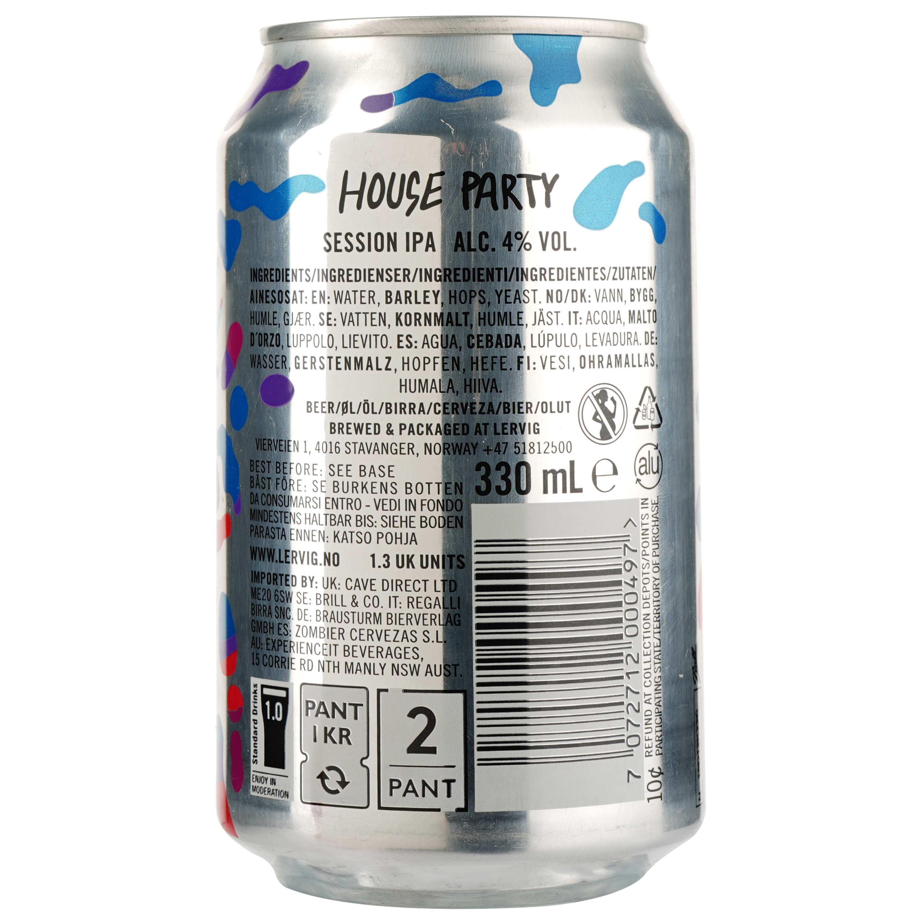Пиво Lervig House Party, ж/б, 4%, 0,33 л - фото 2