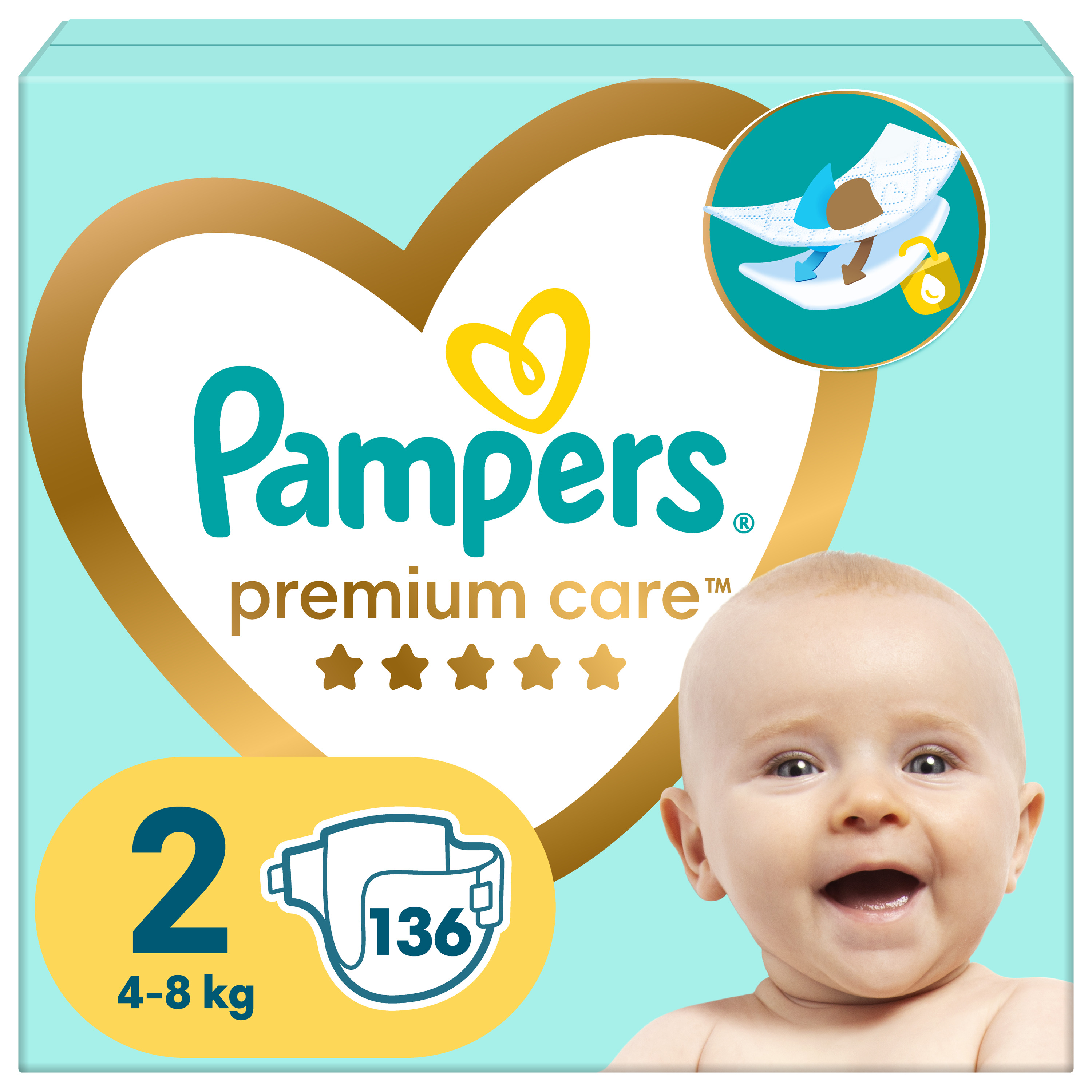 Підгузки Pampers Premium Care 2 (4-8 кг), 136 шт. - фото 1