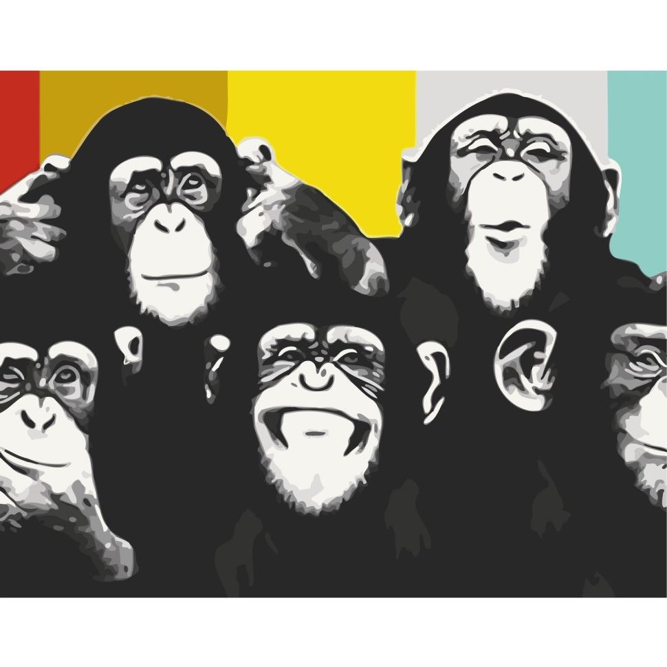 Картина за номерами ArtCraft Веселі шимпанзе без підрамника 11510-ACNF 40х50 см - фото 1