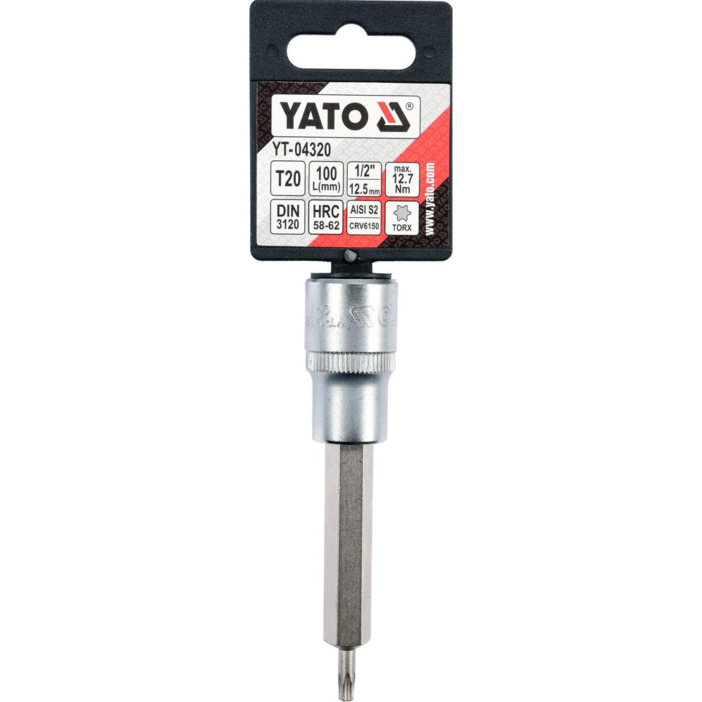 Головка торцевая Yato квадрат 1/2" TORX удлиненная Т20 L= 100 мм (YT-04320) - фото 3