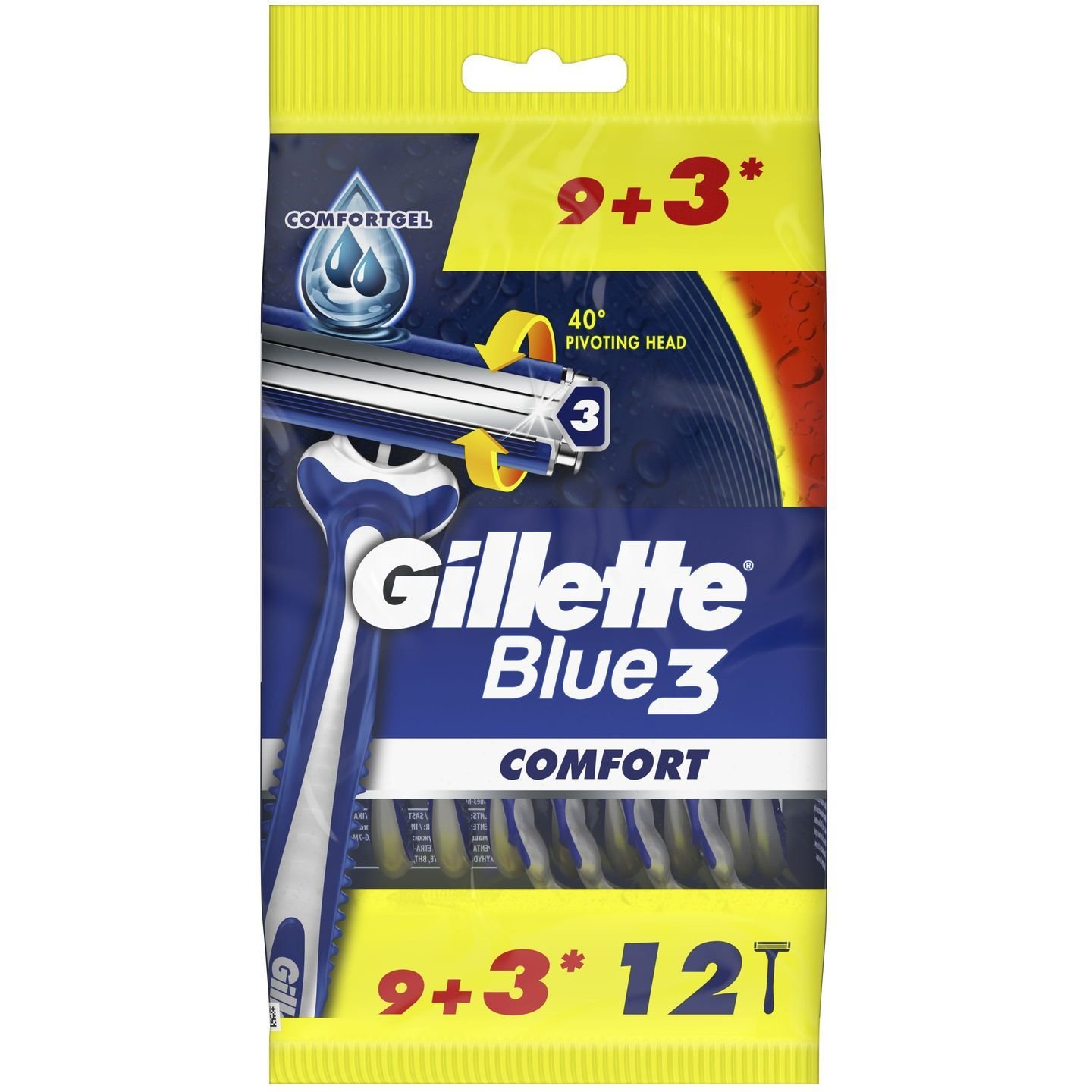 Одноразовые станки для бритья Gillette Blue 3 Comfort 12 шт. - фото 1