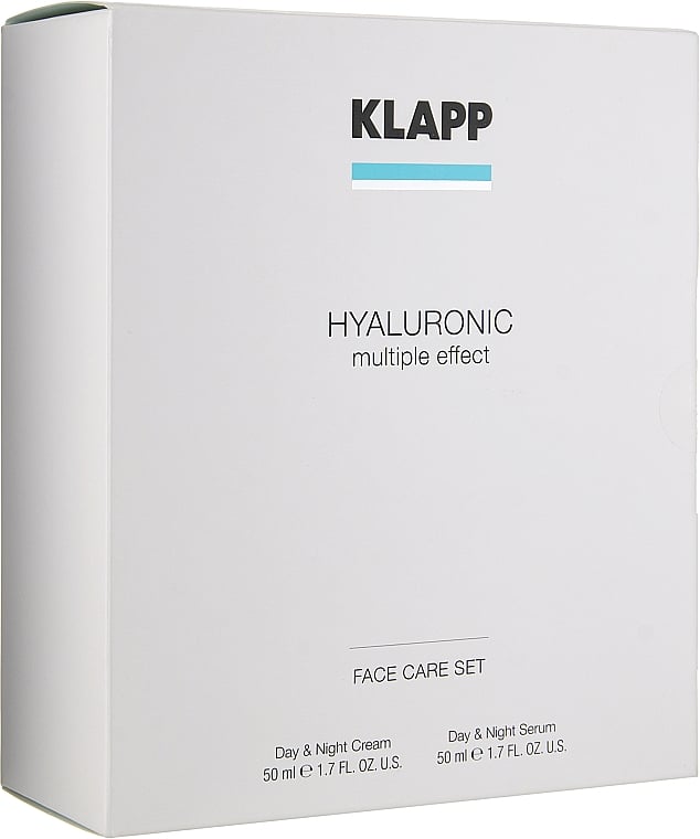 Набір Klapp Hyaluronic Multiple Effect Face Care Set: Klapp Hyaluronic Day & Night Cream, 50 мл + Klapp Hyaluronic Serum, 50 мл - фото 4