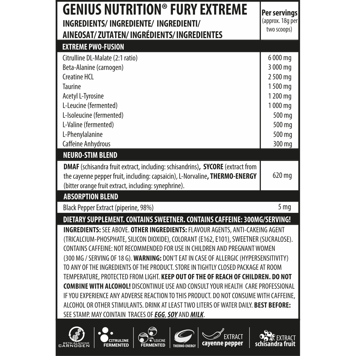 Предтреник Genius Nutrition Fury extreme Raspberry 400 г - фото 4