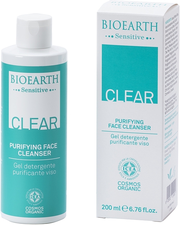 Очищающий гель для проблемной и комбинированной кожи лица Bioearth Sensitive Clear Purifying Face Cleanser 200 мл - фото 3