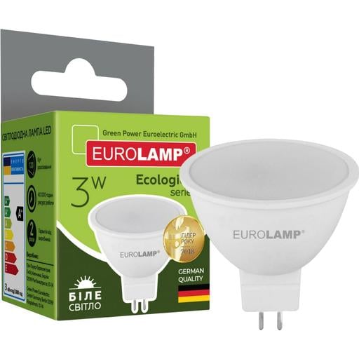 Світлодіодна лампа Eurolamp LED Ecological Series, SMD, MR16, 3W, GU5.3, 4000K (LED-SMD-03534(P)) - фото 1