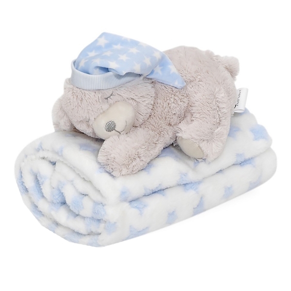 Плед Interbaby Flecce Plush Toy Bear Sleep Вlue, 110х80 см, блакитний (8100265) - фото 1