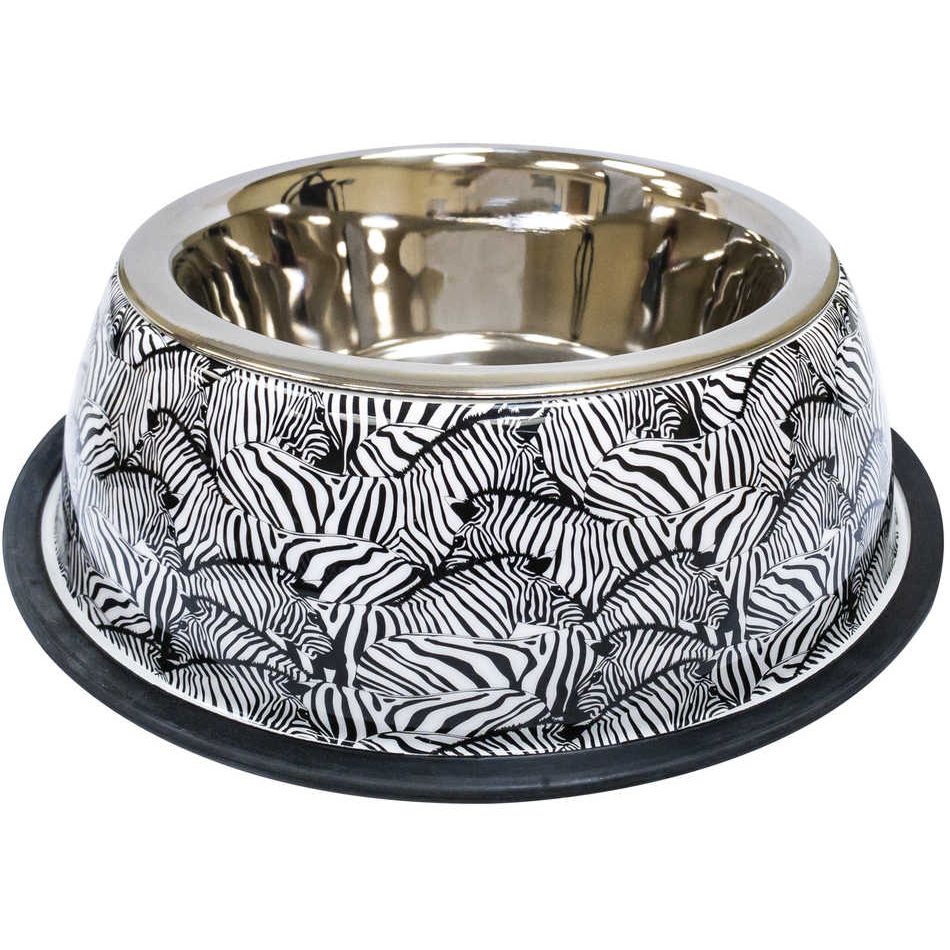 Миска для животных Croci Animalier Zebra с резиновой подставкой 0.37 л 20 см - фото 1