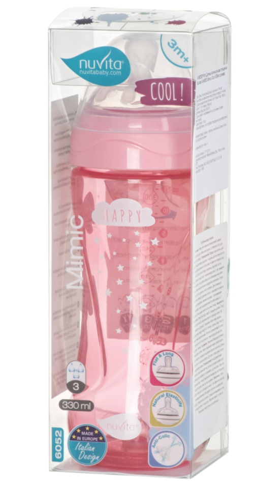 Бутылочка для кормления Nuvita Mimic Cool, антиколиковая, 330 мл, розовый (NV6052PINK) - фото 3