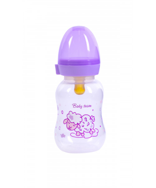 Бутылочка с латексной соской Baby Team 0+, 125 мл, фиолетовый (1300) - фото 1